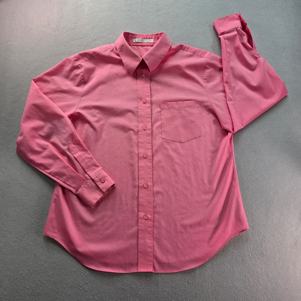 Foxcroft Pink Wrinkle Free Button Down Shirt Womens 14P Long Sleeve Blouse